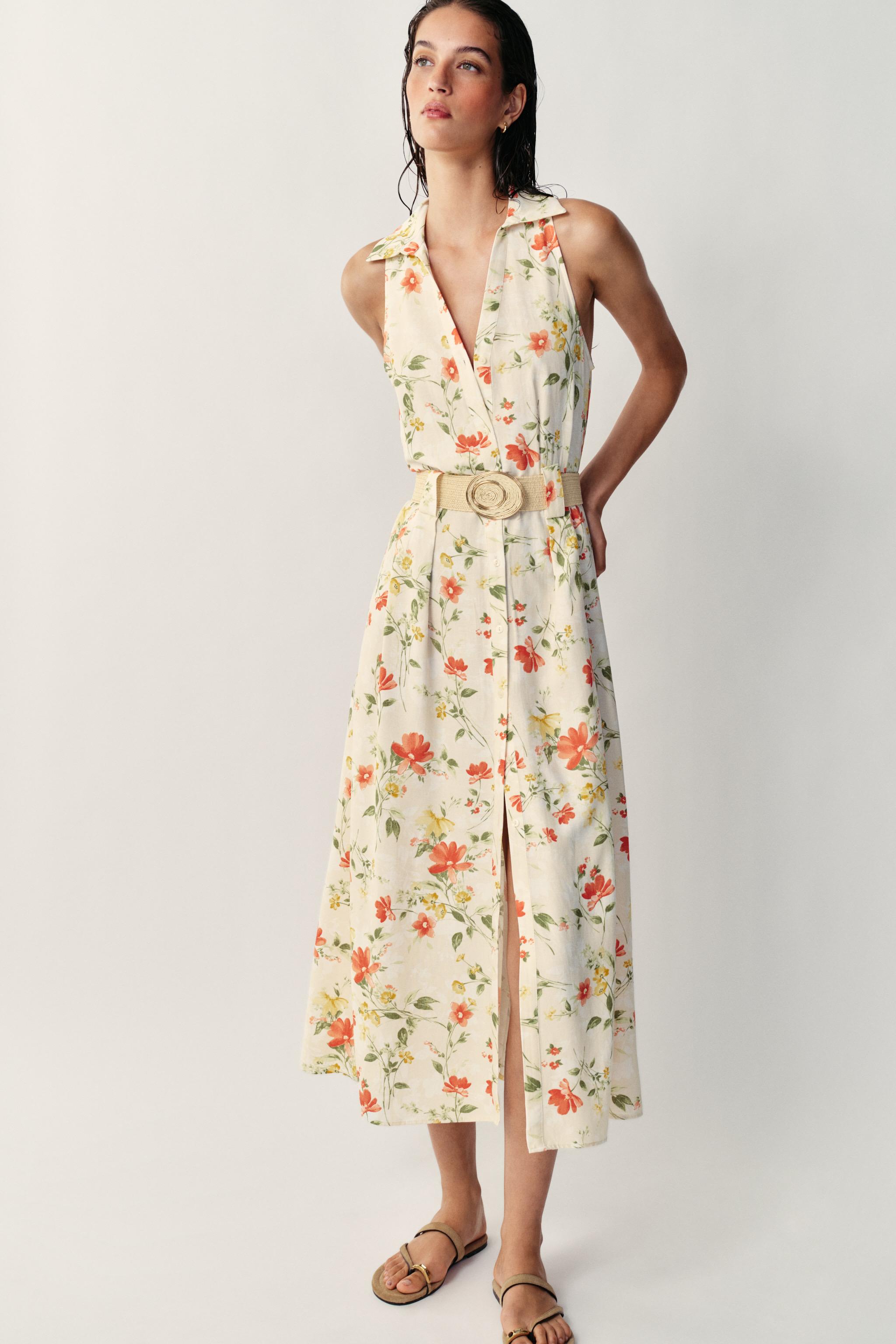 ROBE MI-LONGUE IMPRIMÉE AVEC CEINTURE